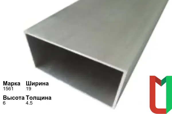 Алюминиевый профиль прямоугольный 19х6х4,5 мм 1561 анодированный