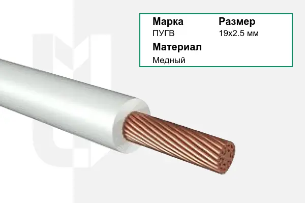 Провод монтажный ПУГВ 19х2.5 мм