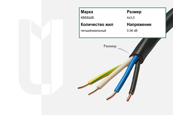 Силовой кабель КВББШВ 4х3,0 мм