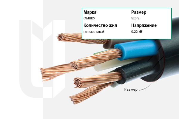 Силовой кабель СБШВУ 5х0,9 мм