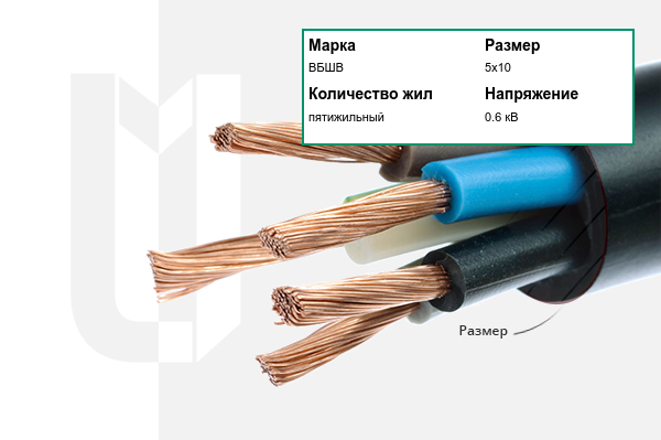Силовой кабель ВБШВ 5х10 мм